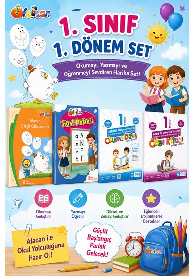 1. Sınıf 1.dönem Okula Yardımcı Set 4 Kitap
