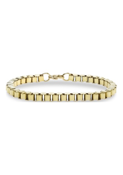 Erkek Çelik Bileklik 6mm Köşeli Kutu Zincir Premium Hediye 01811 Sarı