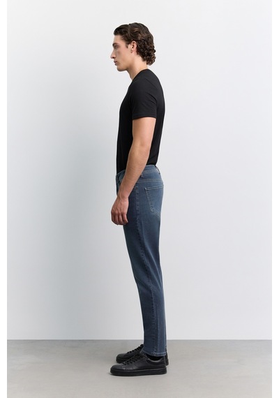 Avva Erkek İndigo Eskitme Yıkamalı Pamuklu Elastan Roma Crop Slim Fit Jean Pantolon A62y3529
