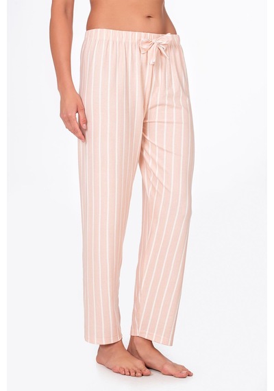Kompedan Kadın Süet Bej Çizgili Pijama Tek Alt Desen 10