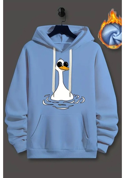 Uyguntarz Duck Baskılı Oversize Sweatshirt Bebe Mavisi