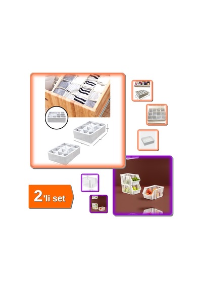 12 Bölmeli Pratik Çekmece Düzenleyici + Katlı Düzenleyici - Kat Kat Düzenleyici - 2li Set X0v8r6 Belirtilmemiş