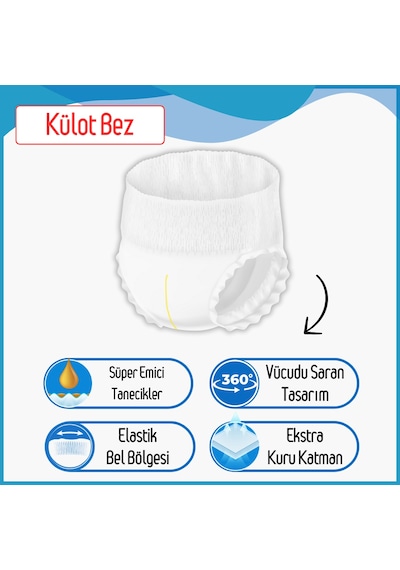 Yetişkin Hasta Emici Külot Bez X-Large 120 Adet - Koku Kontrollü, Ekstra Kuru Katmanlı
