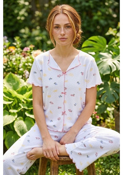 Siyah İnci Fitilli Kaşkorse Örme Pijama Takım 26120553 Beyaz Mavi Puan