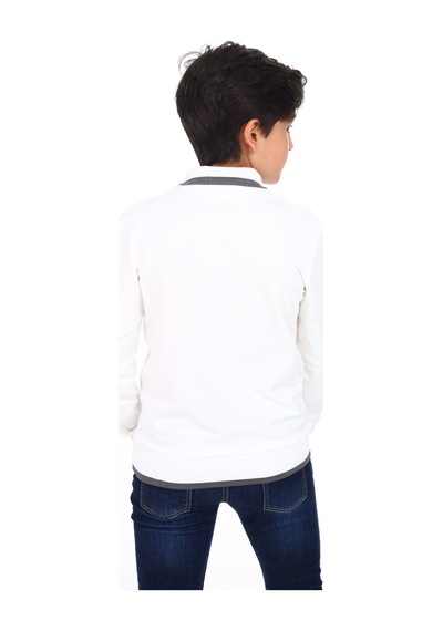 Toontoy Erkek Çocuk Baskılı Sweatshirt Ekru