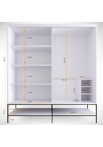 Pasific Home Martin 2 Kapaklı Sürgülü Gardırop Elbise Dolabı Parlak Beyaz 190 CM