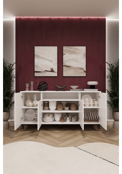 Asra Trend Lüks Konsol Tv Ünitesi %100 Mdf Salon Ve Yemek Odası Ünitesi Knsl02 Beyaz