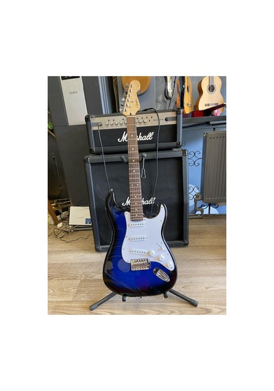 Strat Kasa Mavi Blueburst Elektro Gitar Sss Kılıf, Pena, Askı, Kablo Hediye