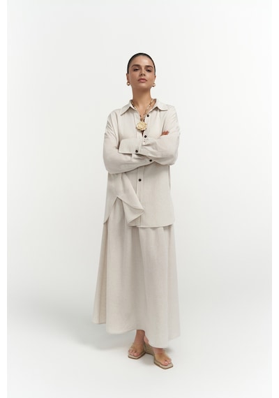 Mai Collection Mai Studios Co. Ambra Bej Gömlek Etek Takım Bej