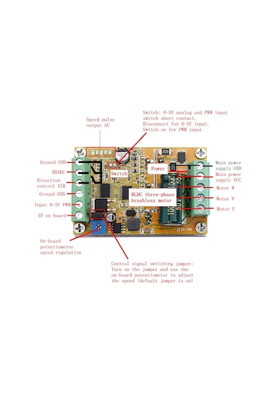 DC 6.5-50V 380W BLDC 3 Fazlı Fırçasız Motor Sürücü