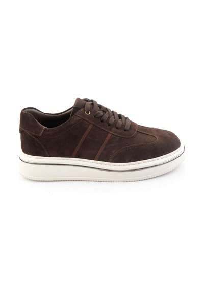 Bambi Kahve Hakiki Deri Erkek Sneaker E01089006202
