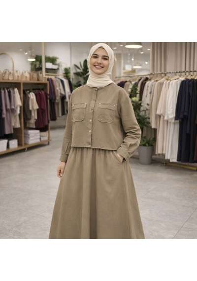 Esra Butik78 Gabardin Kumaş Gizli Cepli İkili Takım Uzun Etekli Tesettür Şık Rahat Kombin Kahverengi Esra Butik78 Gabardin Kumaş Gizli Cepli İkili Takım Uzun Etekli Tesettür Şık Rahat Kombin Kahverengi