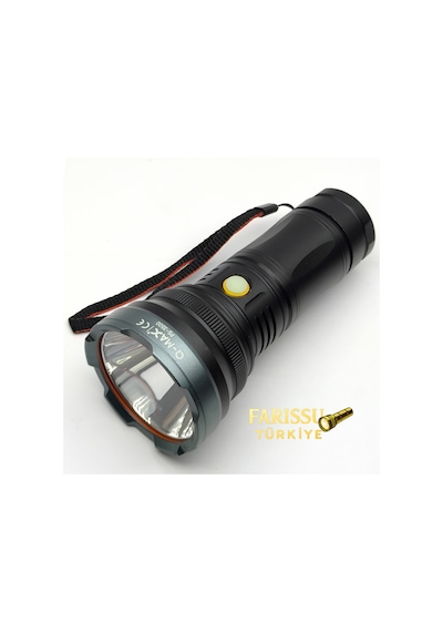 Q-max Ps-3500 Şarjlı Profesyonel Avcı El Feneri 4000 Lümen 1 Km Menzil 7800 Mah Siyah