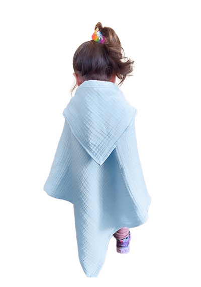Joyous Mom Kids Organik Muslin Banyo Kese Ve Havlu Seti Mavi