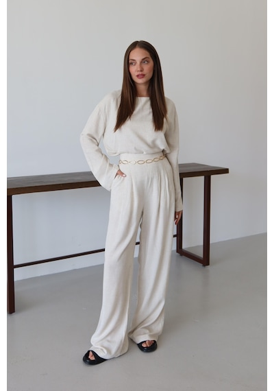 Laluvia Natural Marisol Bluz Pantolon Takım Natural