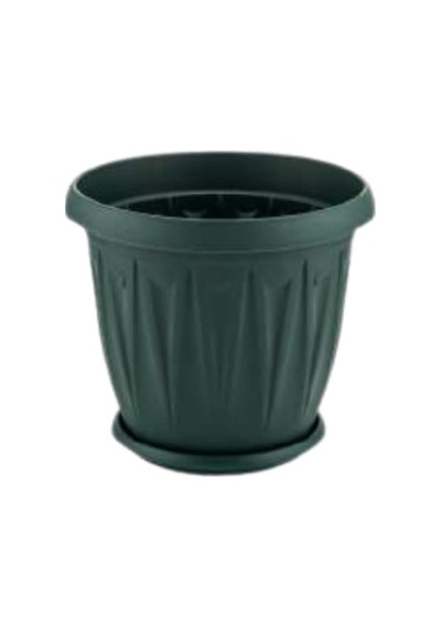 Balkon Saksı Bahçe Saksısı Büyük Boy Yuvarlak Saksı Ve Altlığı 9 Litre 2 Adet 26x24 Yeşil Yeşil