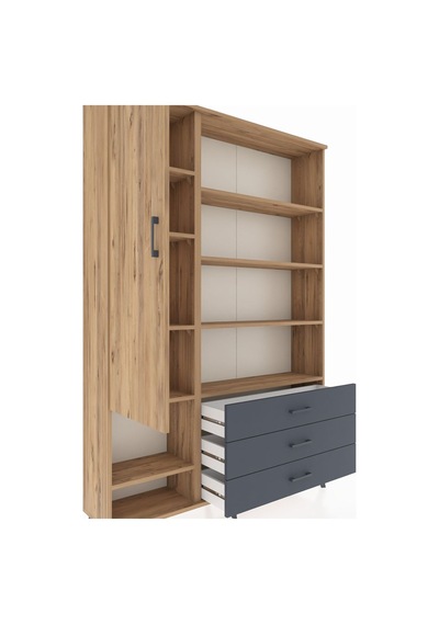 Arges Dolap 9 Raflı 3 Çekmeceli Tek Kapaklı 132x30x195 Çam-çam/antrasit Atlas Çam/antrasıt Arges Dolap 9 Raflı 3 Çekmeceli Tek Kapaklı 132x30x195 Çam-çam/antrasit Atlas Çam/antrasıt