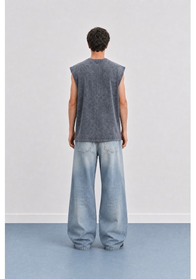Respire Erkek Yıkamalı Tank Top Atlet Füme