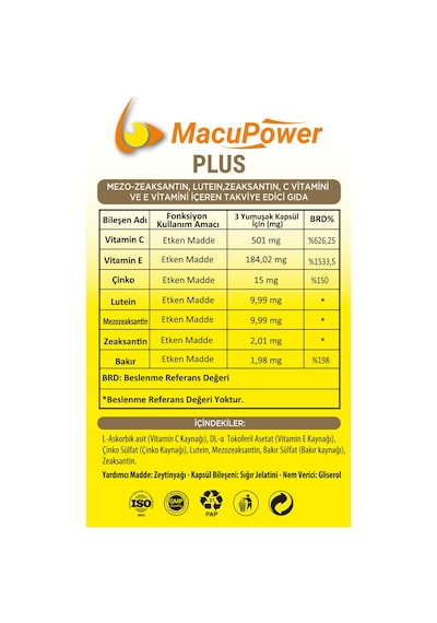 Macupower Plus Takviye Edici Gıda 90 Kapsül