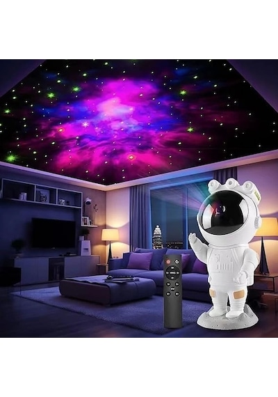 Astronot Gece Lambası Galaxy Projektör Led Galaksi Işık Projektörü Çok Renkli Nebula Galaksi Yıldızl Çok Renkli