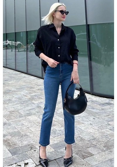 Madmext Açık Mavi Slim Fit Kadın Mom Jean Mg1738-açık Mavi Açık Mavi