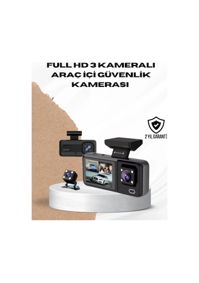 Wi-fi Bağlantılı Full Hd Araç Kamera Seti 3 Kameralı Park Koruma Ve Döngü Kayıt 1