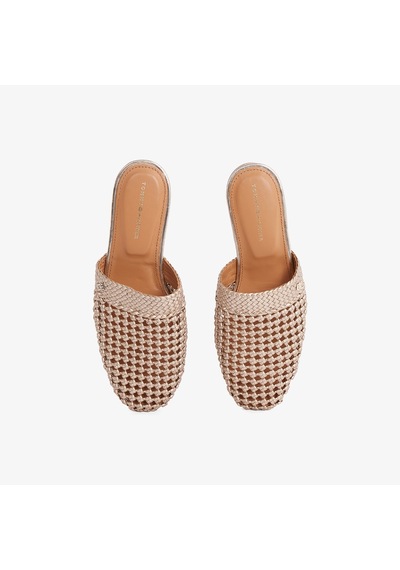 Tommy Hilfiger Crochet Metallic Leather Mule Kadın Kahverengi Terlikfw0fw08606