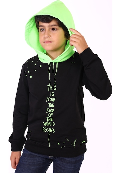 Toontoy Kids Toontoy Erkek Çocuk Neon Detaylı Sweatshirt Siyah