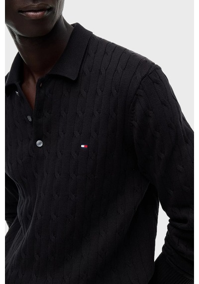 Tommy Hilfiger Örgü Desenli Triko Düğmeli Polo Yaka Kazak Erkek Kazak Mw0mw41955 Bds Siyah Tommy Hilfiger Örgü Desenli Triko Düğmeli Polo Yaka Kazak Erkek Kazak Mw0mw41955 Bds Siyah