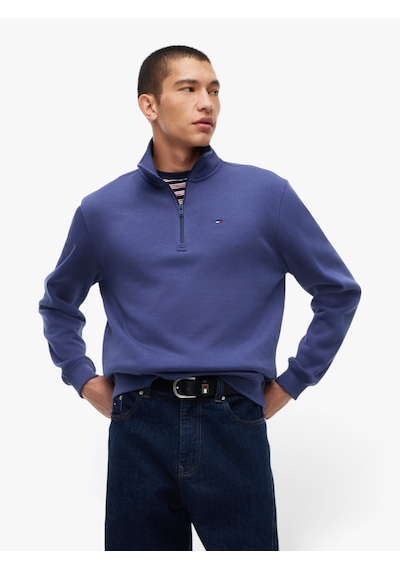 Tommy Hilfiger Tjm Reg Fleece Qz Mock Nck Ext Erkek Mavi Sweatshirt - Dm0dm20339