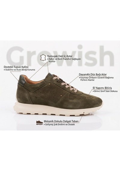 Growish Gd0125 Hakiki Yeşil Nubuk Süet Deri Termoaktif Taban Üst Kalite Koku Yapmaz Çift Renk Hafif Taban Sneaker Ayakkabı Haki - Yeşil Growish Gd0125 Hakiki Yeşil Nubuk Süet Deri Termoaktif Taban Üst Kalite Koku Yapmaz Çift Renk Hafif Taban Sneaker Ayakkabı Haki - Yeşil