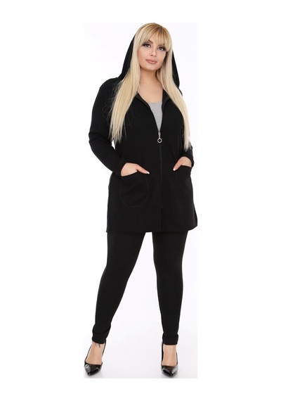 Kadın Siyah Büyük Beden Sweatshirt 2F-0428 Siyah