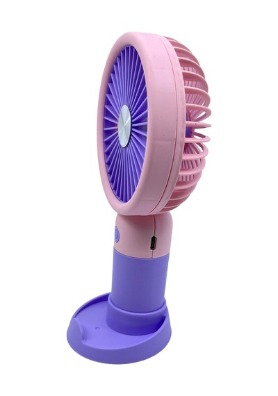 Şarjlı Taşınabilir El Pervanesi / Masa Üstü Mini Fan Mor-pembe