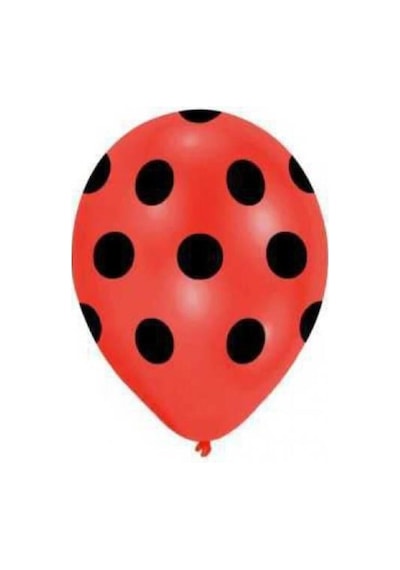 Siyah Puantiyeli Kırmızı Balon 5'li Paket Kırmızı