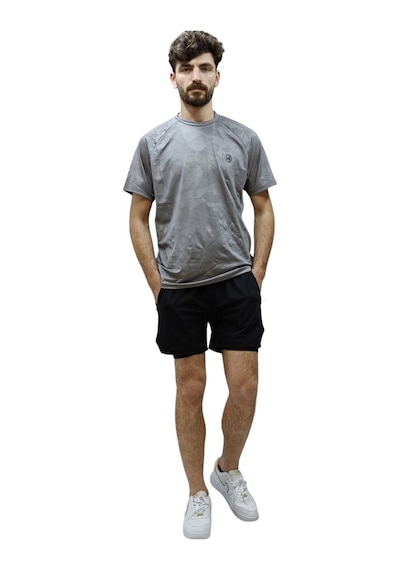 Nature The Brand Gri Kamuflaj Baskılı Reglan Kol Sporcu Tişört Gri