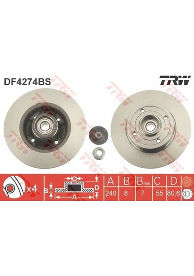 Trw Df4274bs Rulmanlı Arka Fren Aynası Diski Megane Iı Clio Iıı Modus 1.2 1.4 1.5dcı 1.6 1.8 1.9 Dci 2.1 820003830