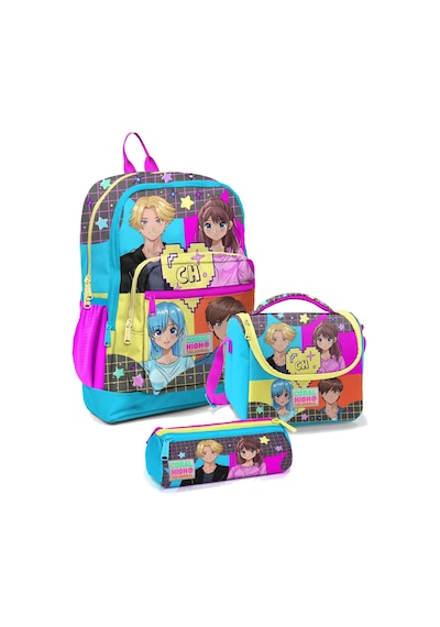 Coral High İlkokul Çantası Seti Mavi Pembe Anime - Kız Çocuk