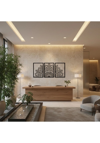 Mandala Metal Tablo 3'lü Yatay Set Detaylı Sanat Duvar Dekoru