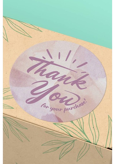 Mor Thank You Hediye Kargo Paketleme Sticker Etiket 3x3cm St2125 Çok Renkli