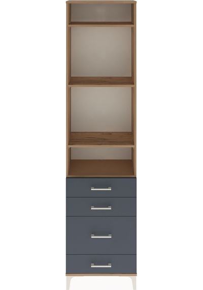 Arges Dolap 4 Raflı 4 Çekmeceli 60x30x243 Çam-antrasit Atlas Çam