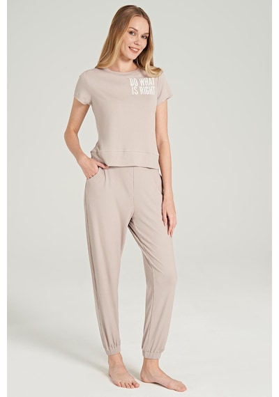 Feyza Kadın Kısa Kol Fitilli Bej Pijama Takım C1t7n0o5 001