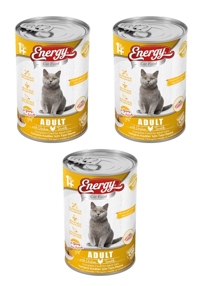 Energy Tavuk Etli Konserve Yetişkin Kedi Maması 3 x 400 G