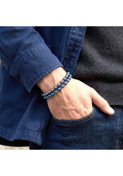 Beycen Aksesuar Çift Mavi Ve Gümüş Renk Hematit Çelik Bileklik 39022b20d6 Çok Renkli