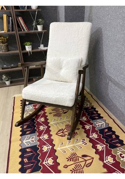 Asedia Trend Ceviz Teddy Krem Sallanan Sandalye