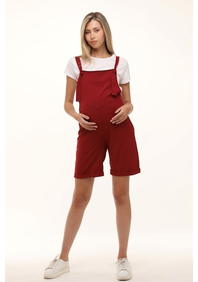 Luvmabelly Myra6207 - Bordo Hamile Şort Salopet-bordo