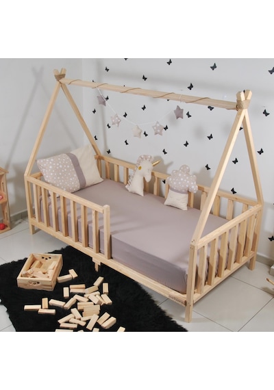 Markaawm Markaawm Montessori Çocuk Yatak Çam Karyola Çadır Derya 90X190 Akçaağaç