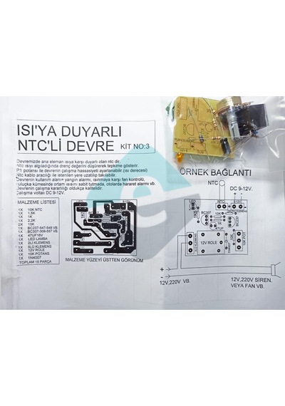 Elektronikport-Röleli Isı Sensörü Demonte Kit Kendin Yap (Ntc Devresi)