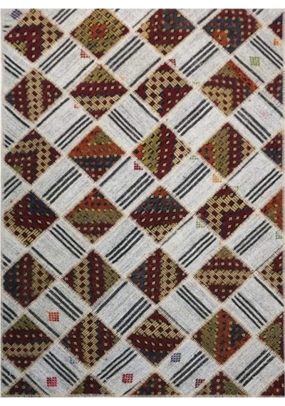 Patchwork El Dokuma Antik Anadolu Kilim Mosaic 80 X 150 Çok Renkli