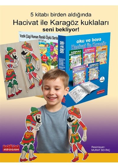 Oku, Boya Ve Oynat : Hacivat İle Karagöz Seti 5 Kitap + Kukla...