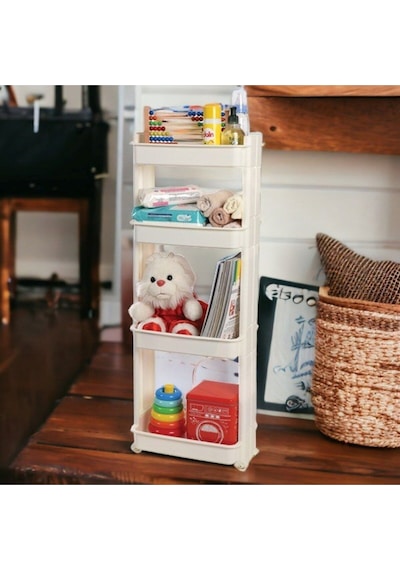 Motek Modern Organizer 4 Katlı Raf Beyaz